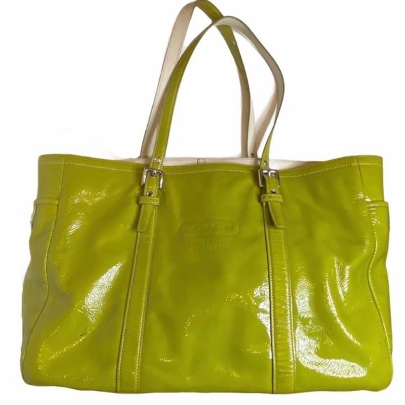 Coach Gallery Patent leather Tote color lime